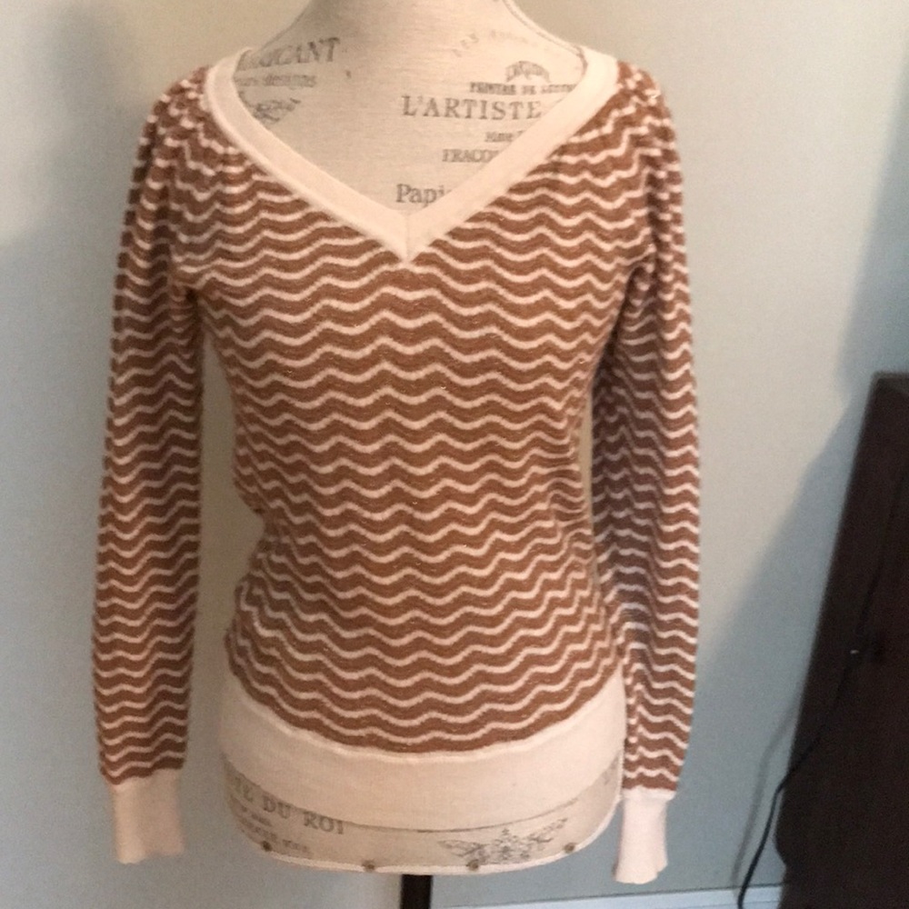 Autumn Cashmere Striped V-Neck Sweater Sz S